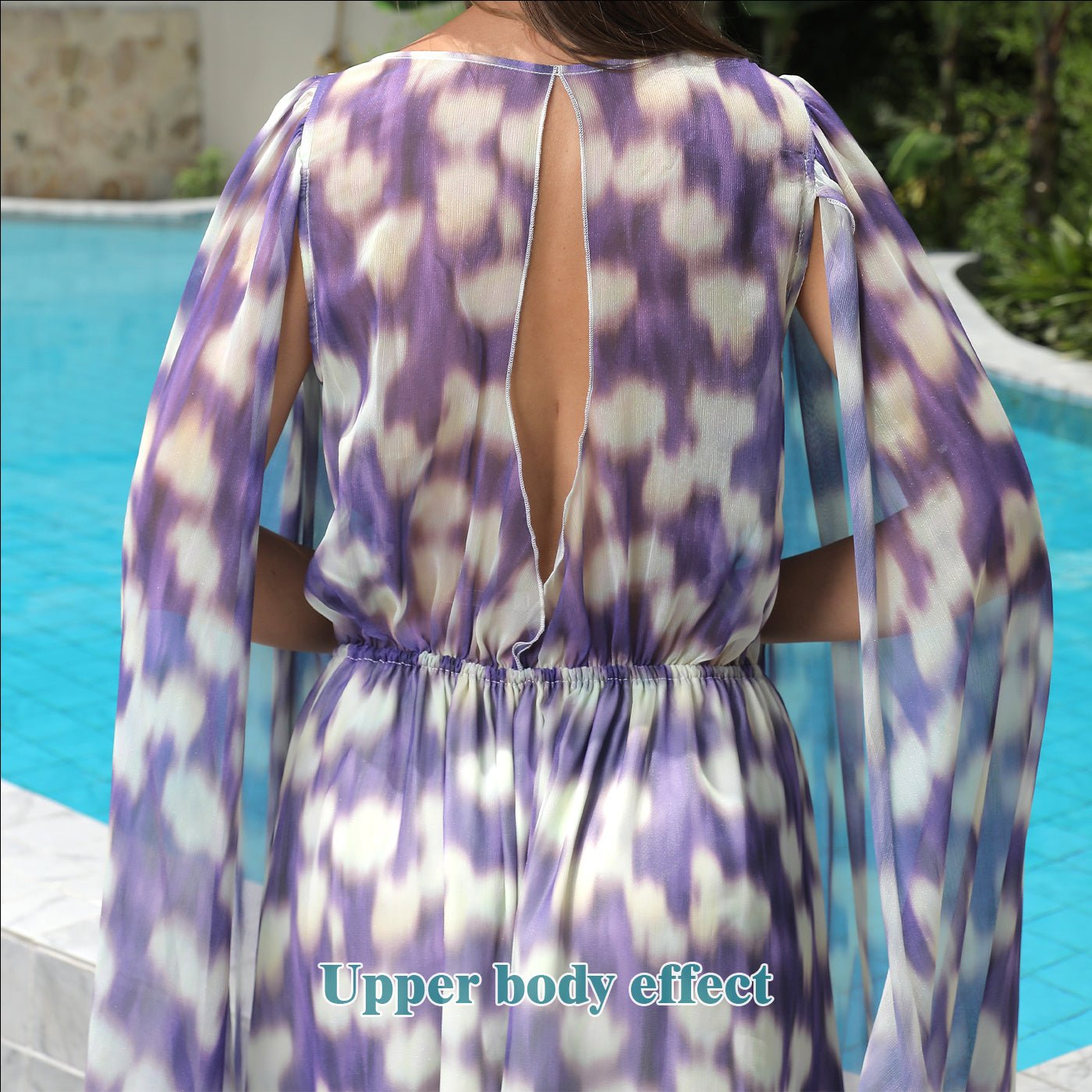 Boho Chiffon Maxi Dress for Women – Deep V - Neck, Flowing Butterfly Sleeves | Dress - KOZHIKO