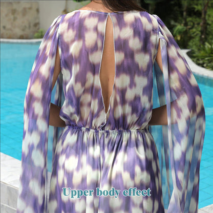 Boho Chiffon Maxi Dress for Women – Deep V - Neck, Flowing Butterfly Sleeves | Dress - KOZHIKO