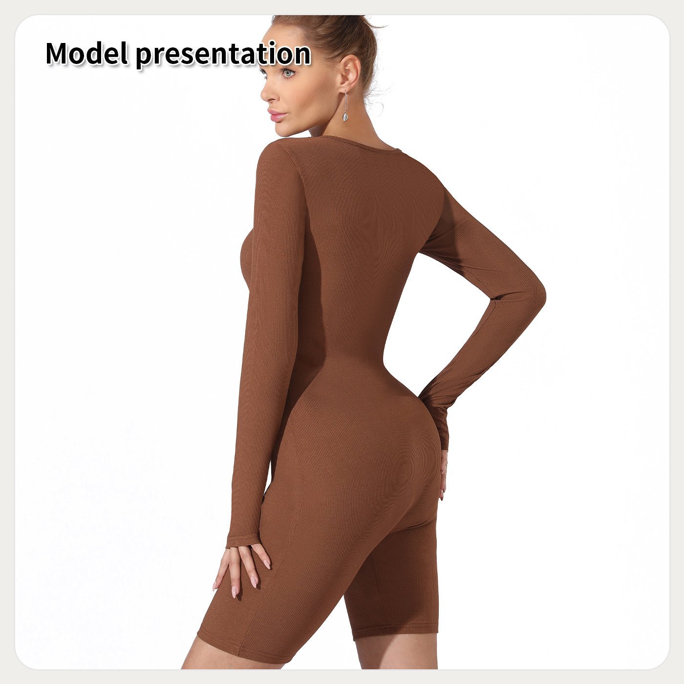 Long Sleeve Ribbed Slimming Bodysuit for Women | Shapewear - KOZHIKO