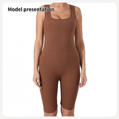 Sleeveless Ribbed One - Piece Bodysuit with Wide Straps for Women | Shapewear - KOZHIKO