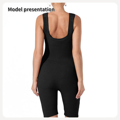 Sleeveless Ribbed One - Piece Bodysuit with Wide Straps for Women | Shapewear - KOZHIKO