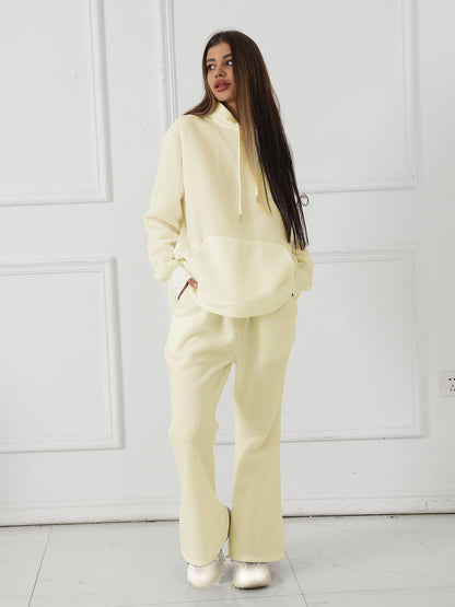 Solid Color Sweatshirt and Pants Set for Women – Casual Long Sleeve Loungewear | Outfit & Sets - KOZHIKO