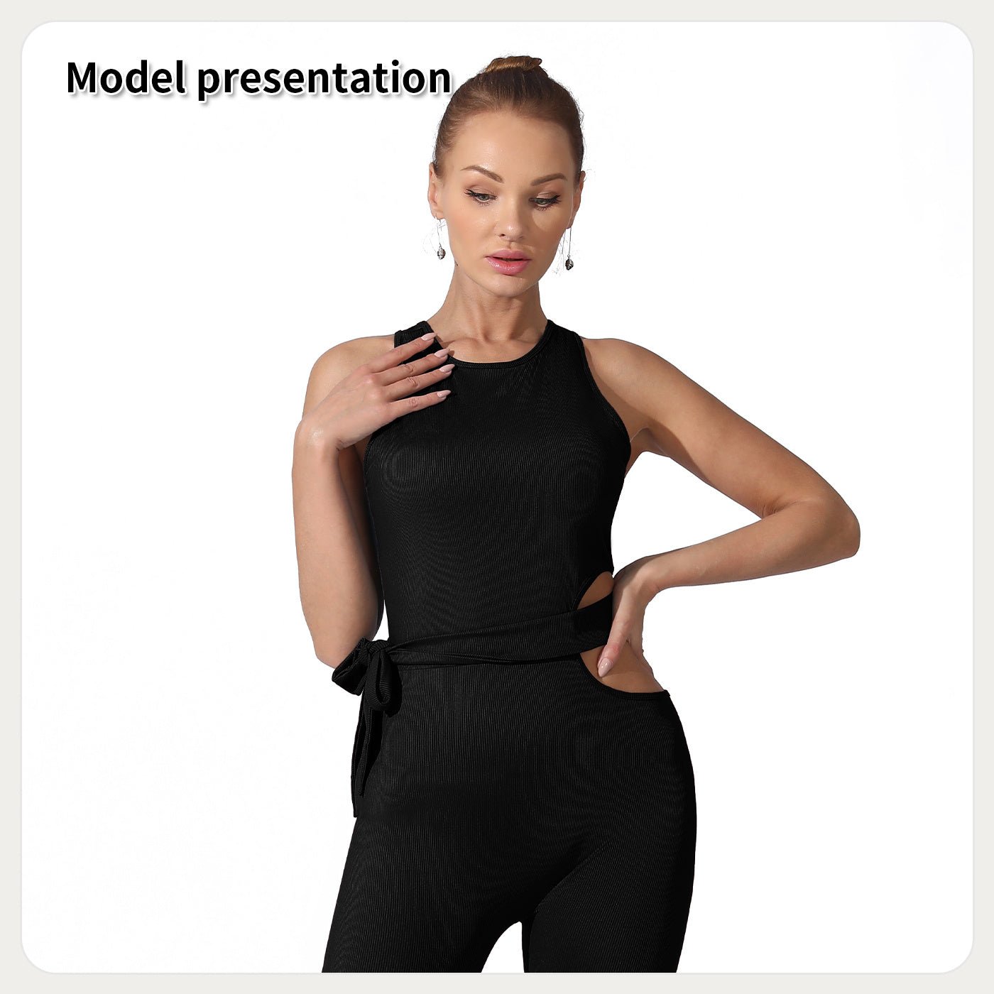 Women's Sleeveless Cutout Waist Bodycon Jumpsuit | Outfit & Sets - KOZHIKO
