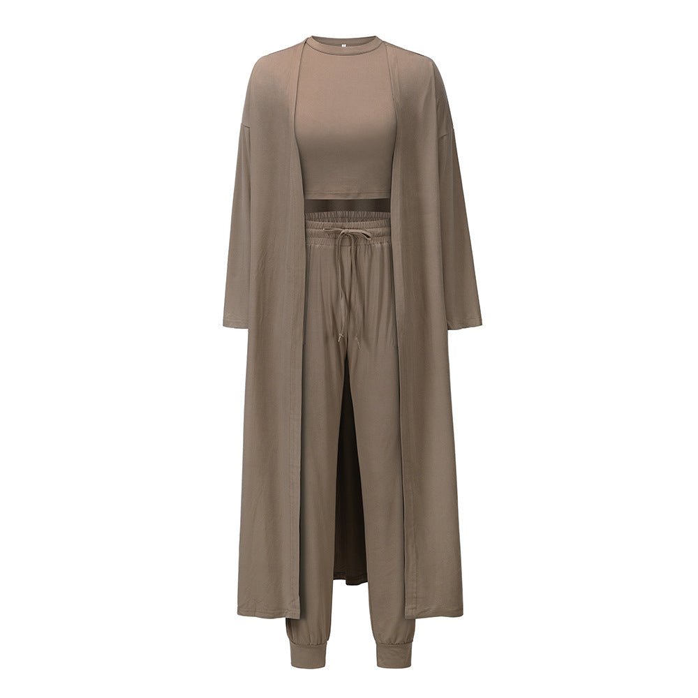 Women's Slim - Fit Knit Sports Set – Vest, Jacket & Trousers 3 - Piece Outfit | Outfit & Sets - KOZHIKO