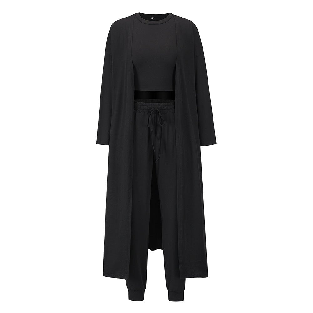 Women's Slim - Fit Knit Sports Set – Vest, Jacket & Trousers 3 - Piece Outfit | Outfit & Sets - KOZHIKO