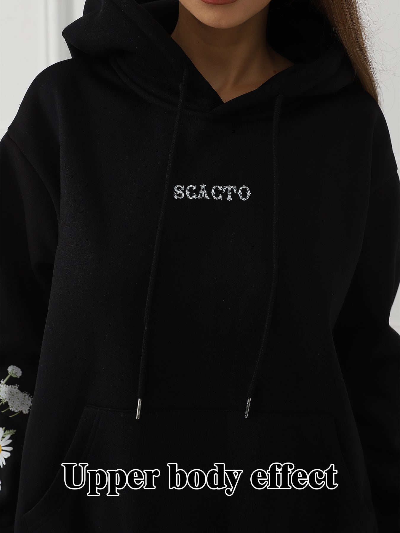 Women’s Solid Color Floral Print Hoodie | Outerwear & Jackets - KOZHIKO