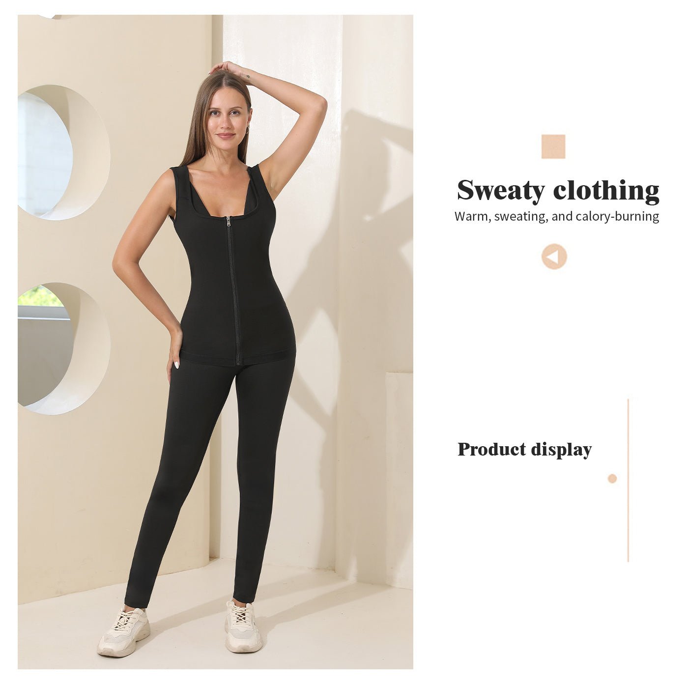 Women's Zip Front Tank Top Shapewear with Sweat - Enhancing Lining | Shapewear - KOZHIKO