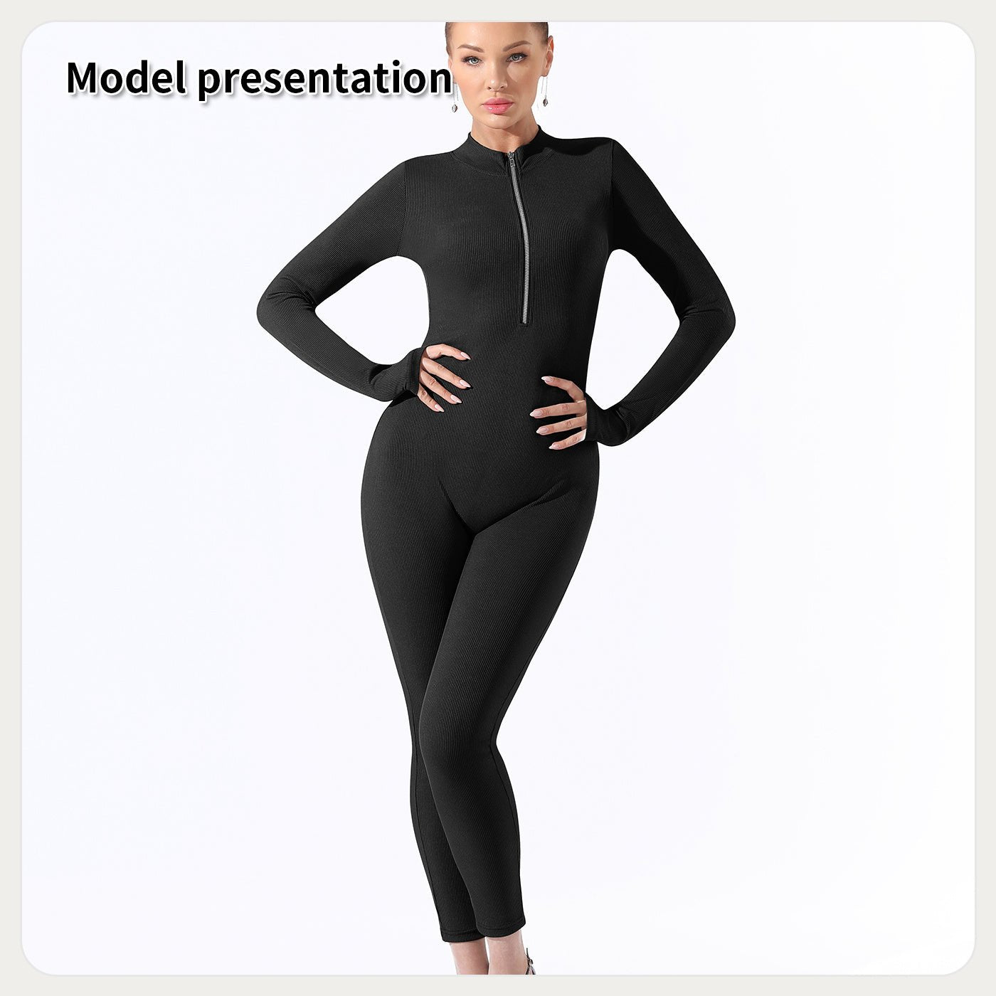 Zip - Up Long Sleeve Full Body Shaping Jumpsuit for Women | Shapewear - KOZHIKO