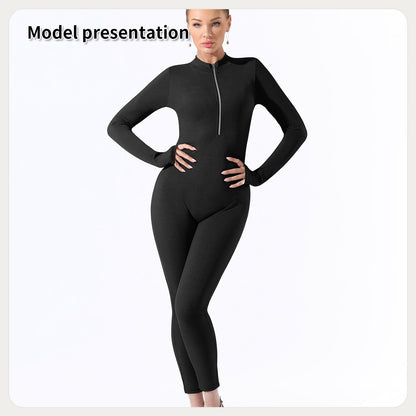 Zip - Up Long Sleeve Full Body Shaping Jumpsuit for Women | Shapewear - KOZHIKO